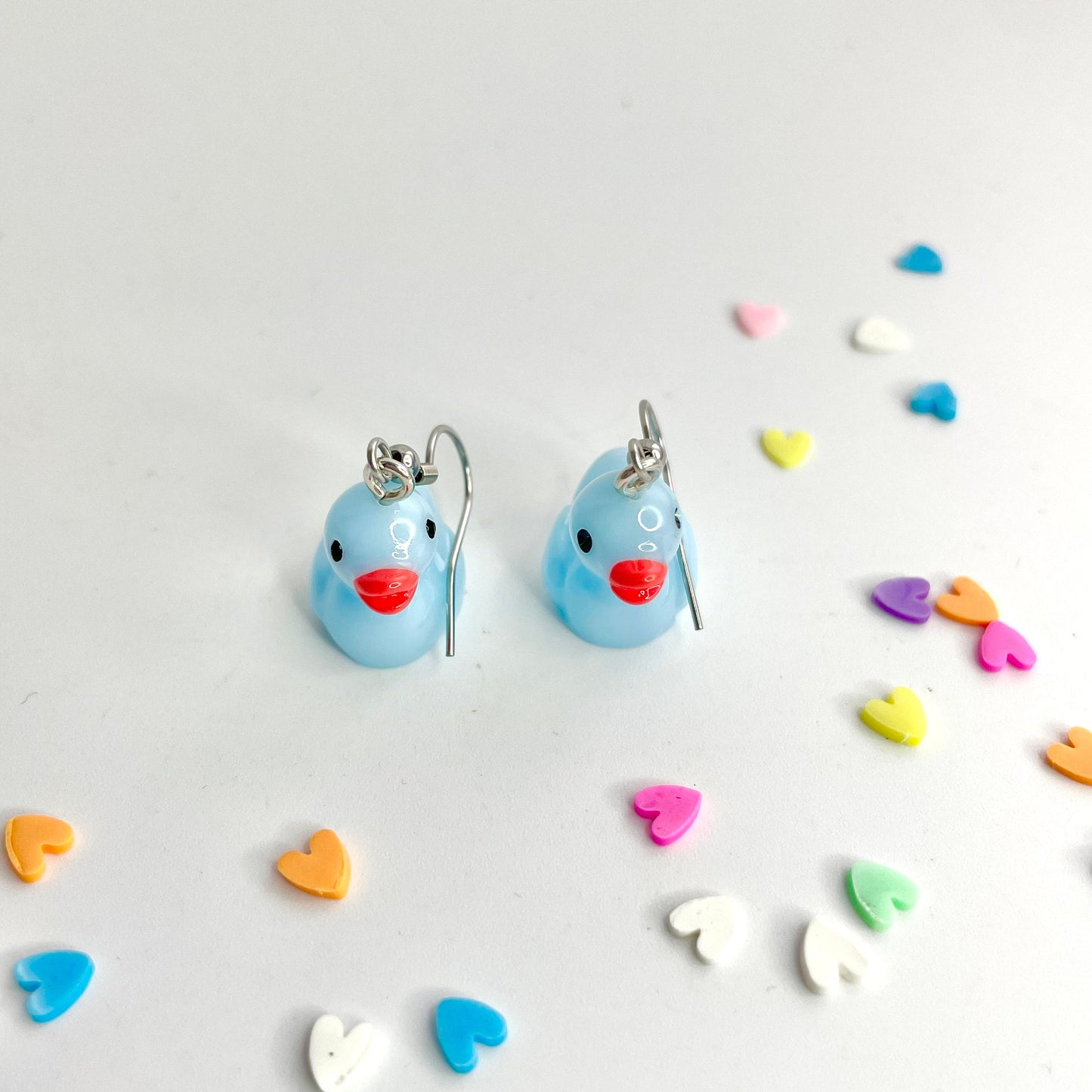 Blue Cute Duck Dropper Dangly Pierced Earrings