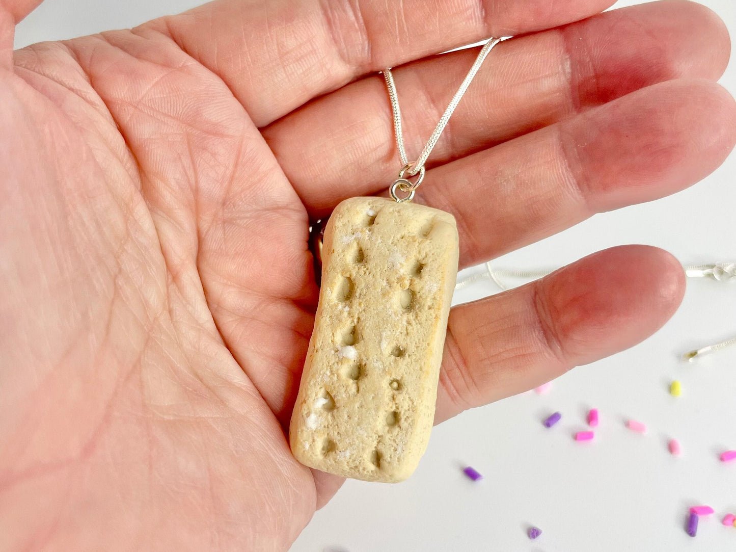 Handmade Shortbread Finger Biscuit Necklace