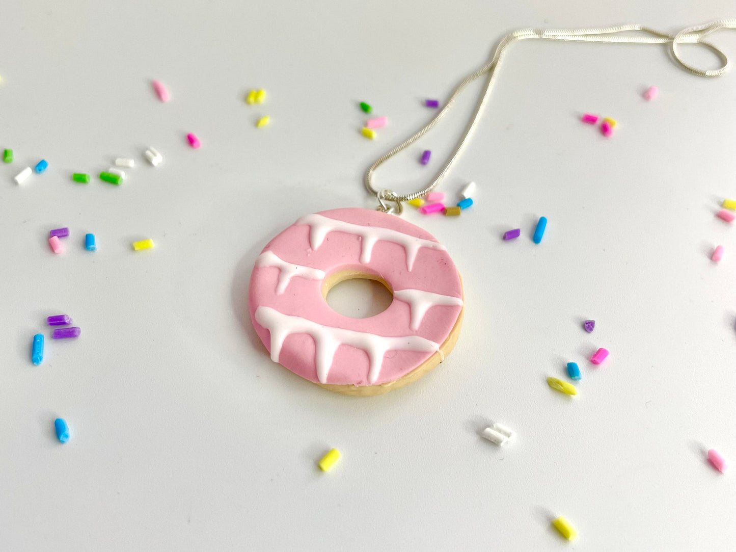 Handmade Pink Party Ring Biscuit Necklace