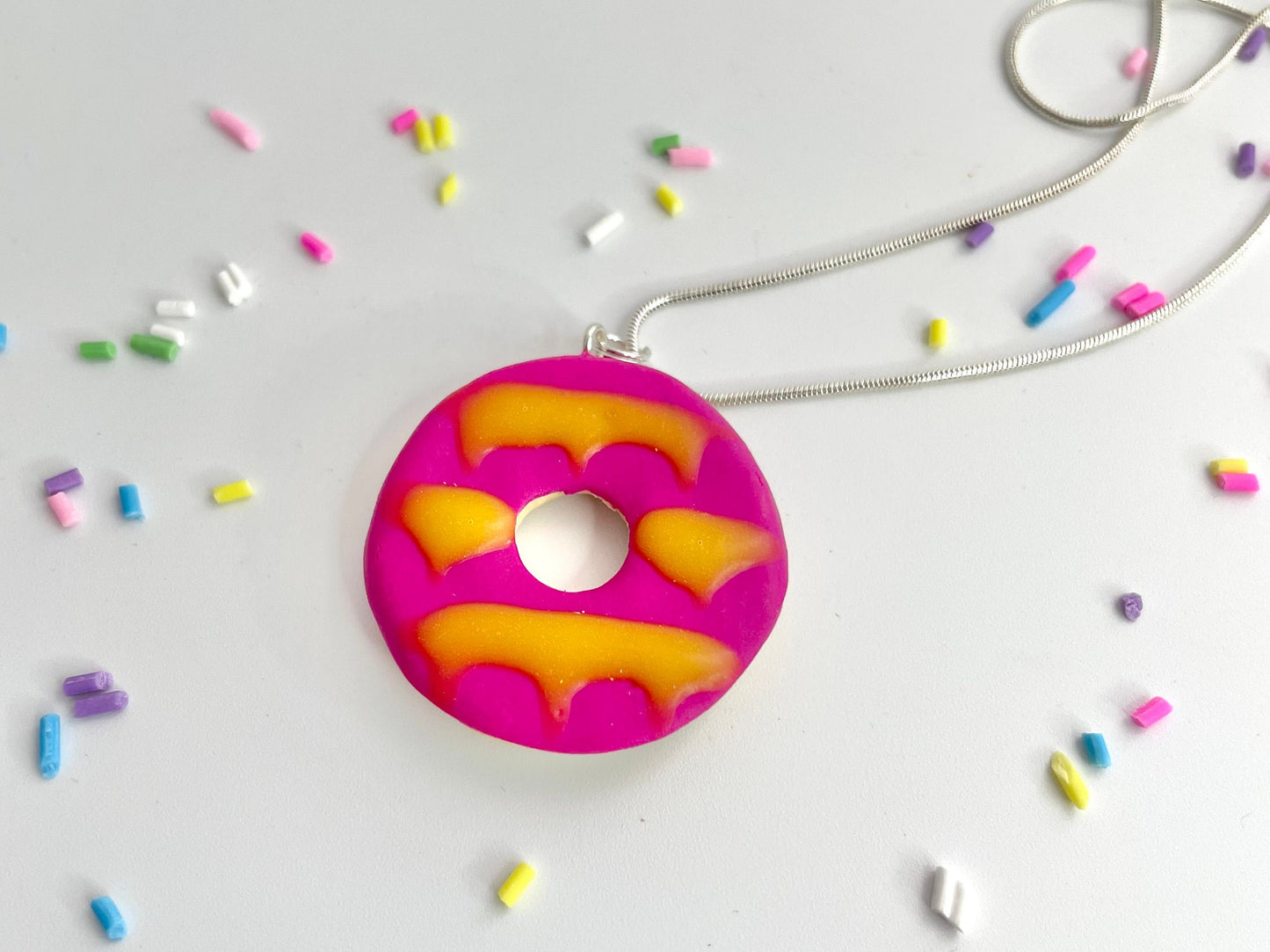 Handmade Hot Pink Party Ring Biscuit Necklace