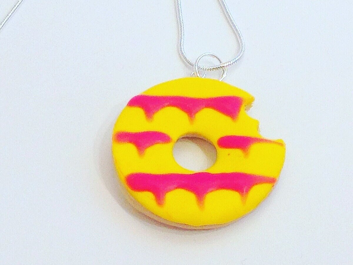 Handmade Yellow Bitten Party Ring Biscuit Necklace