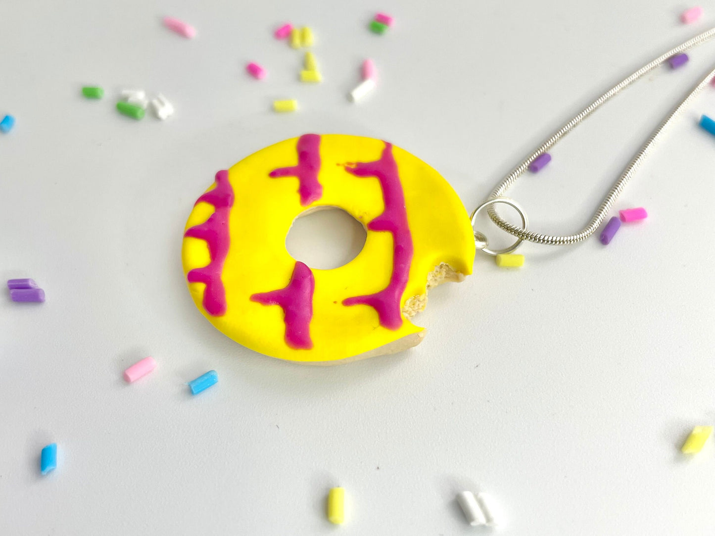 Handmade Yellow Bitten Party Ring Biscuit Necklace