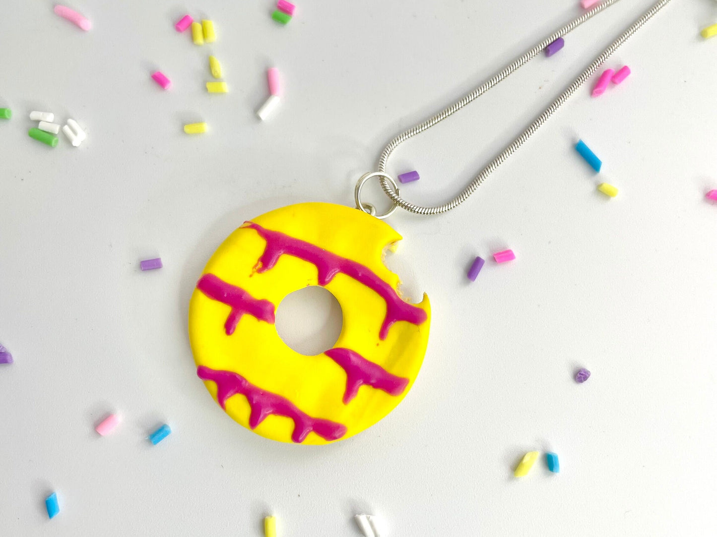 Handmade Yellow Bitten Party Ring Biscuit Necklace