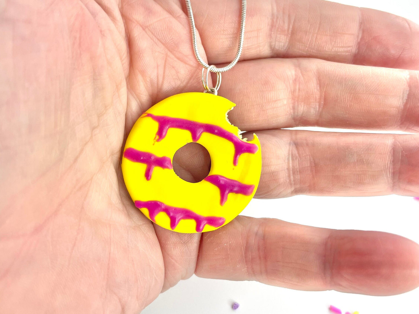 Handmade Yellow Bitten Party Ring Biscuit Necklace