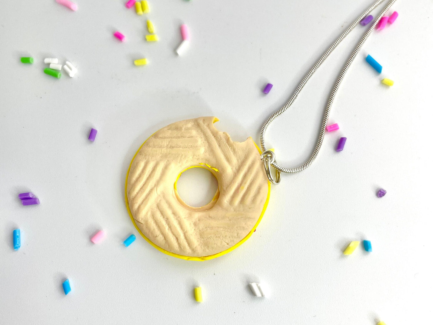 Handmade Yellow Bitten Party Ring Biscuit Necklace