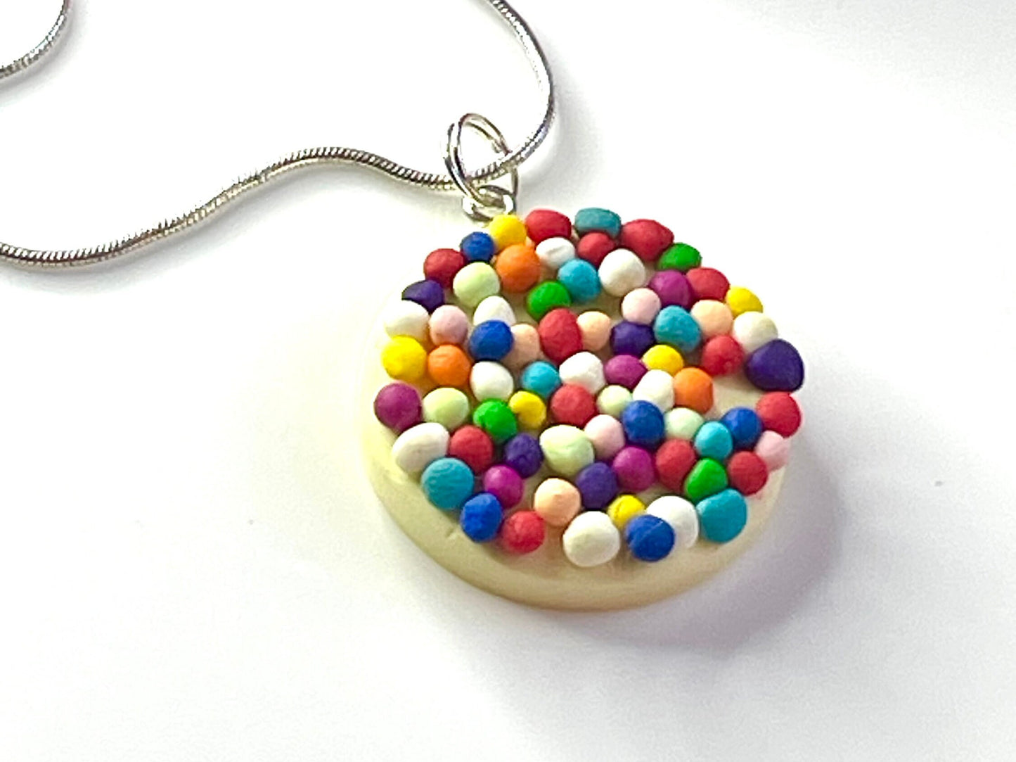 Handmade Jazzie Rainbow White Chocolate Snowie Necklace