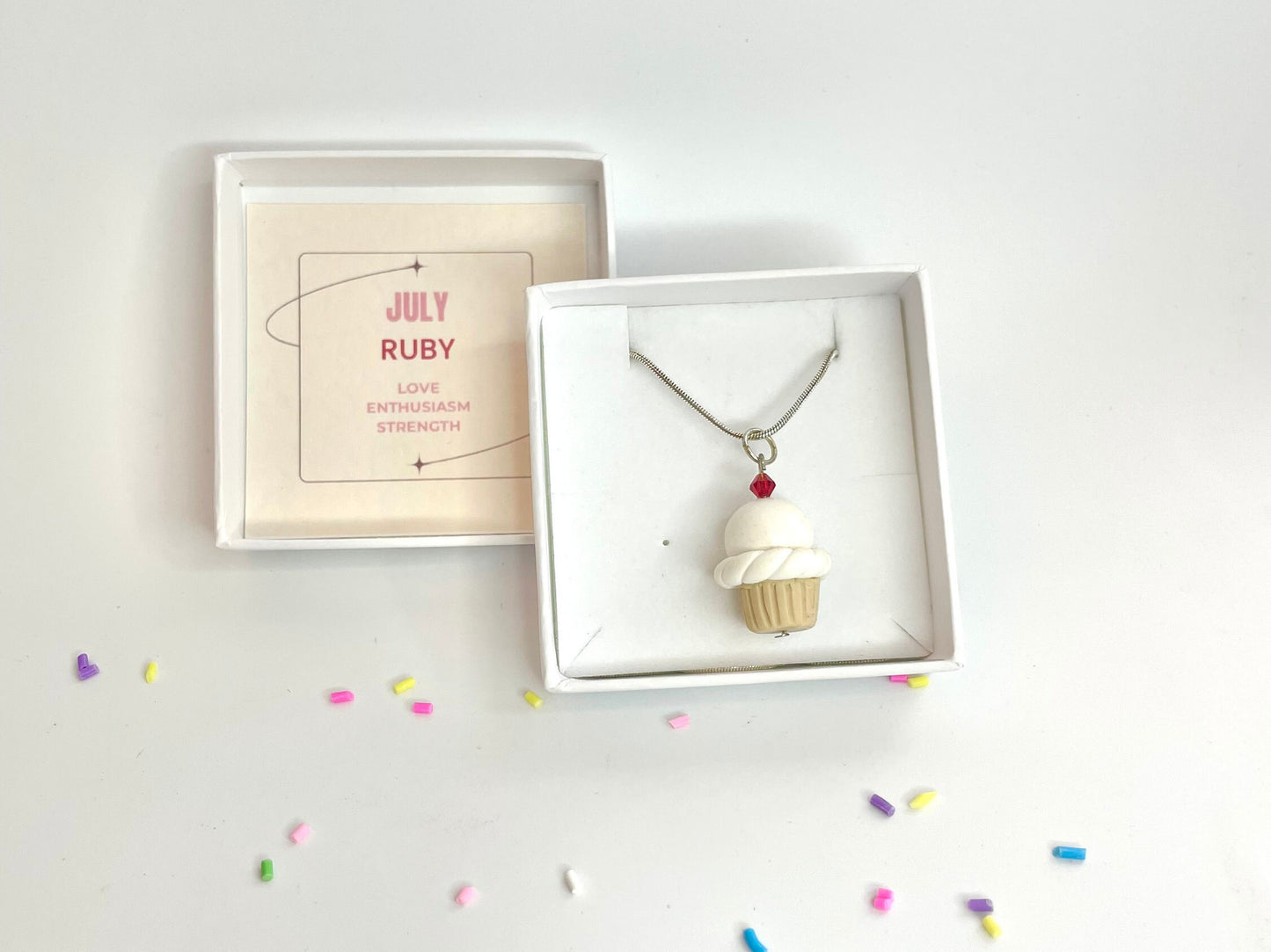 July Ruby Crystal Birthstone Necklace