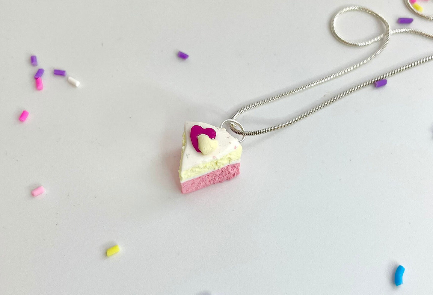 Tiny Angel Cake Slice Necklace