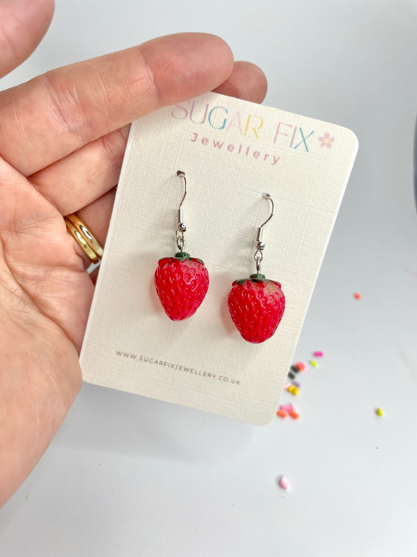Strawberry Fruit Sterling Silver Earrings