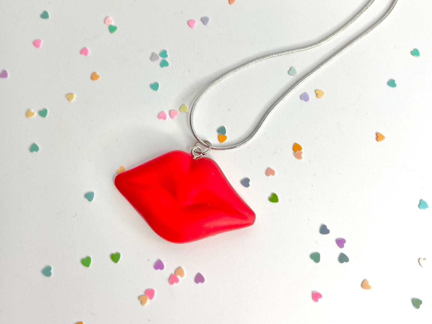 Handmade Retro Sexy Sweet Red Lips Necklace