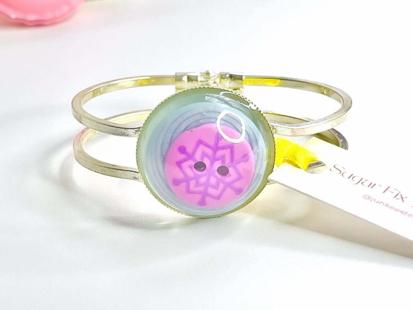 Quirky Colourful Button Bangle Bracelet