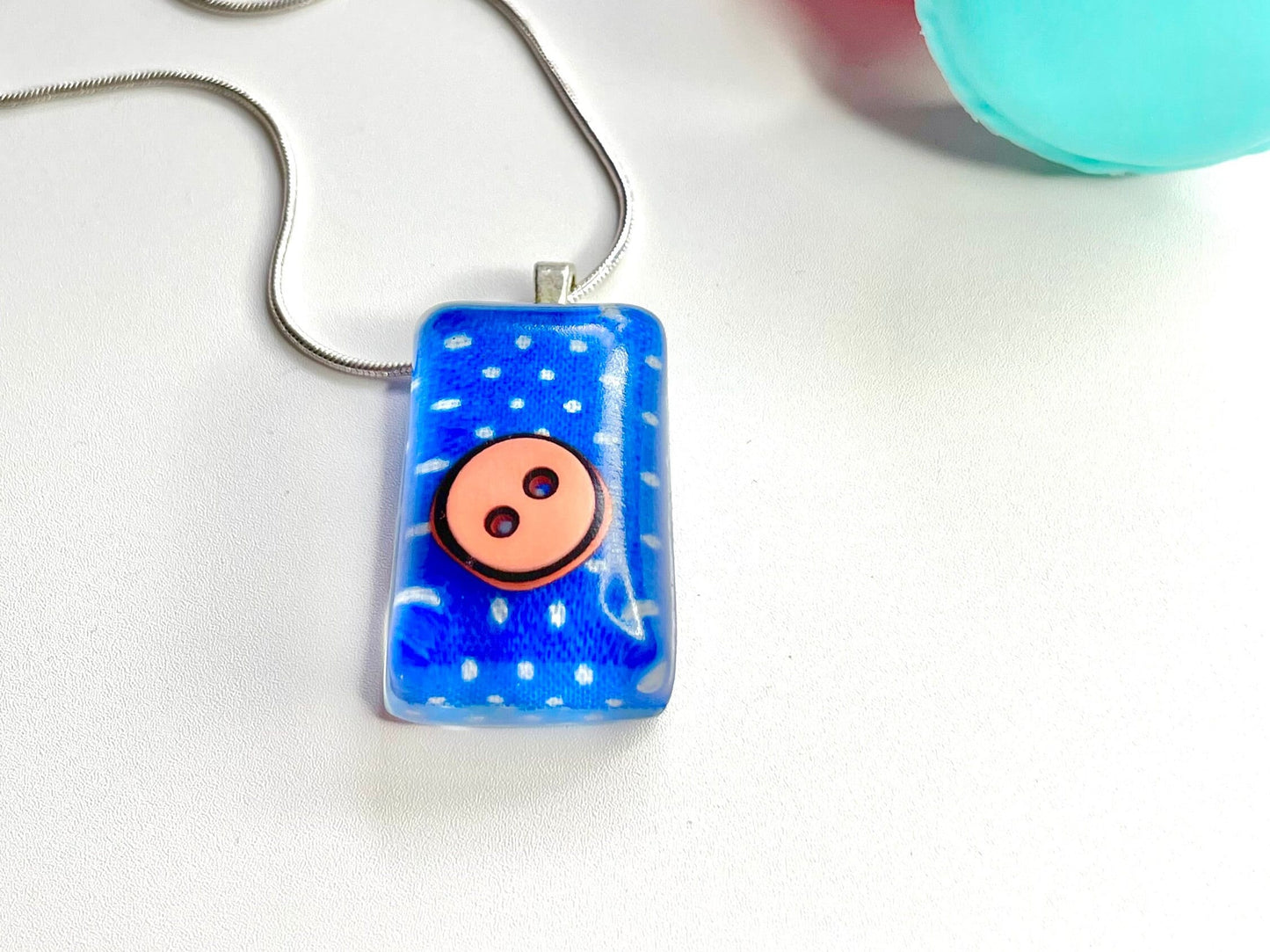 Polka Dot Button Resin Necklace