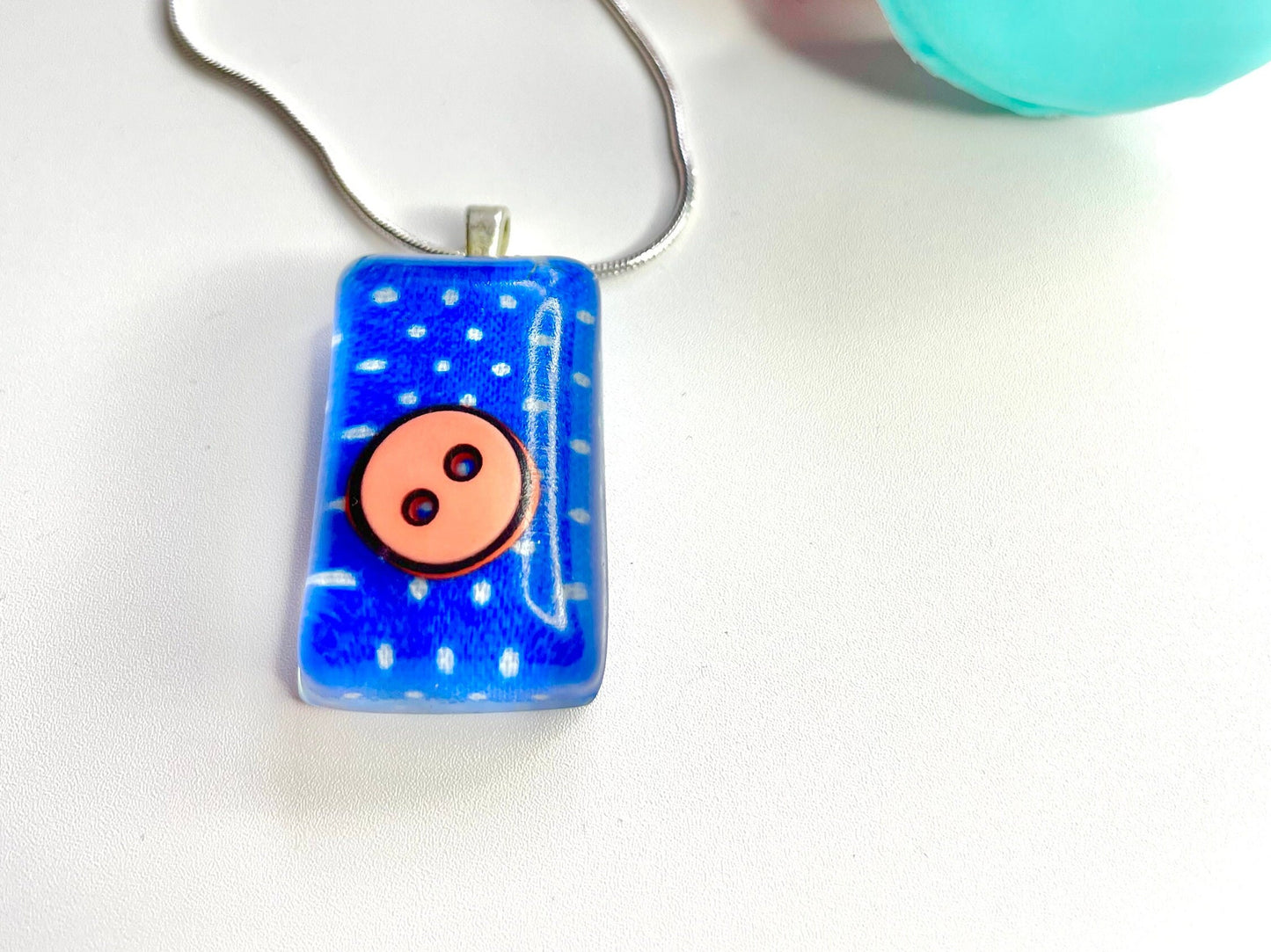 Polka Dot Button Resin Necklace