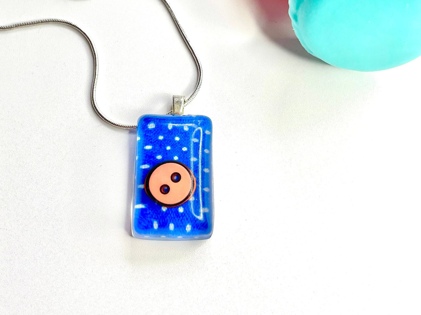 Polka Dot Button Resin Necklace