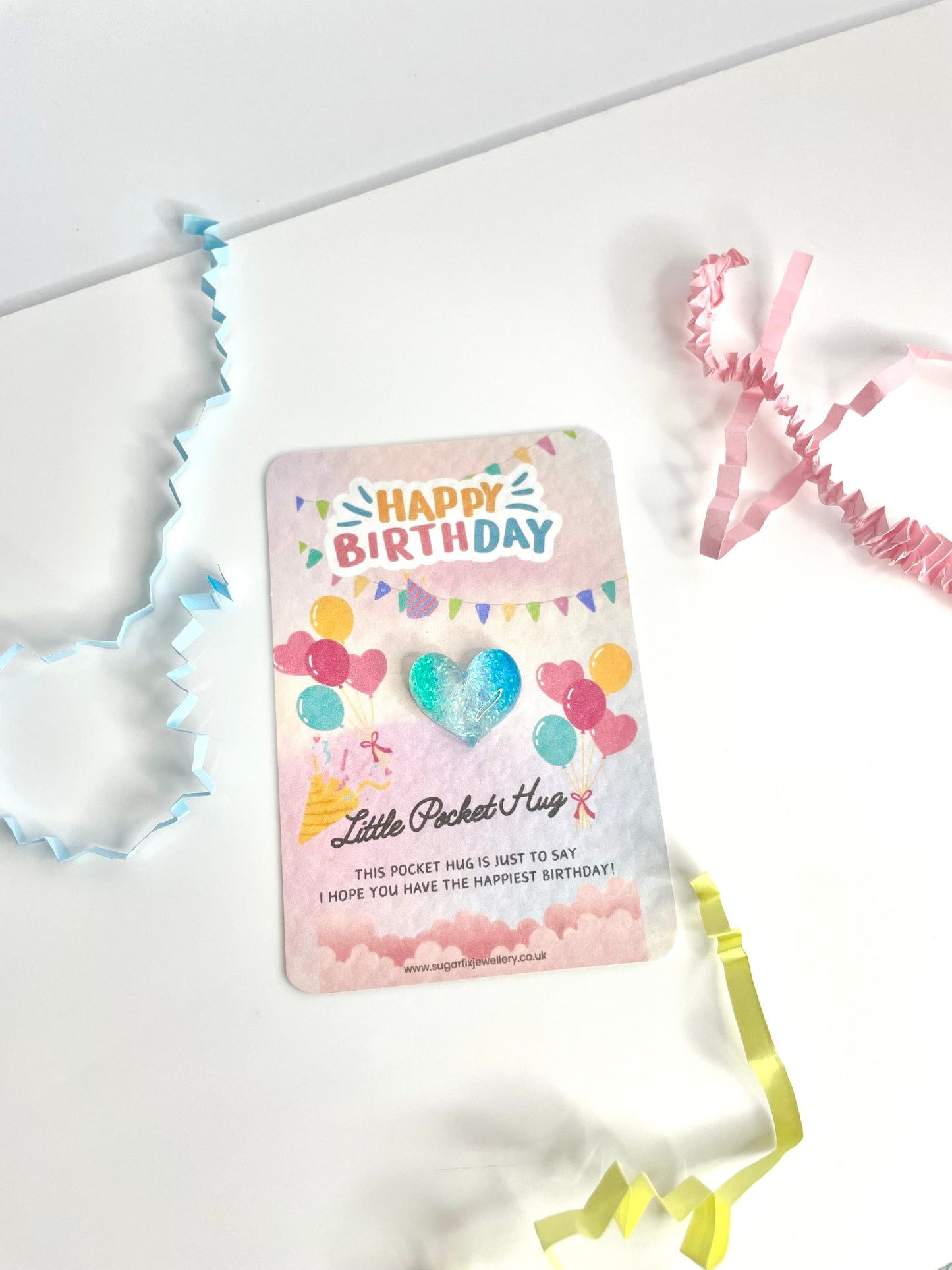 Happy Birthday Glitter Heart Pocket Hug