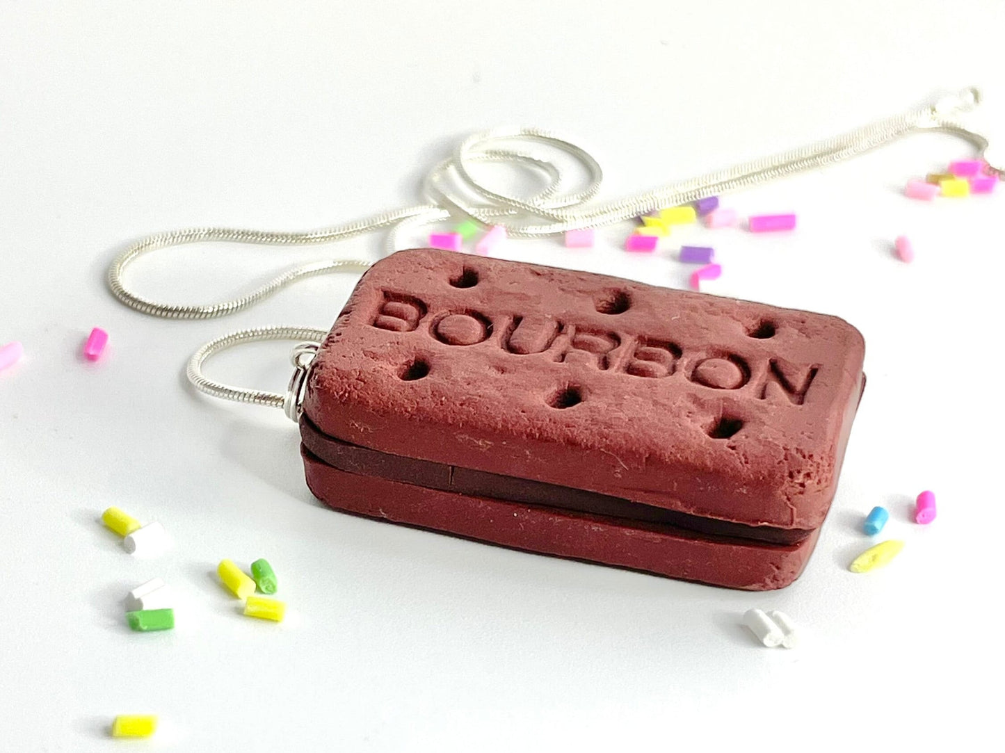 Handmade Clay Bourbon Biscuit Necklace