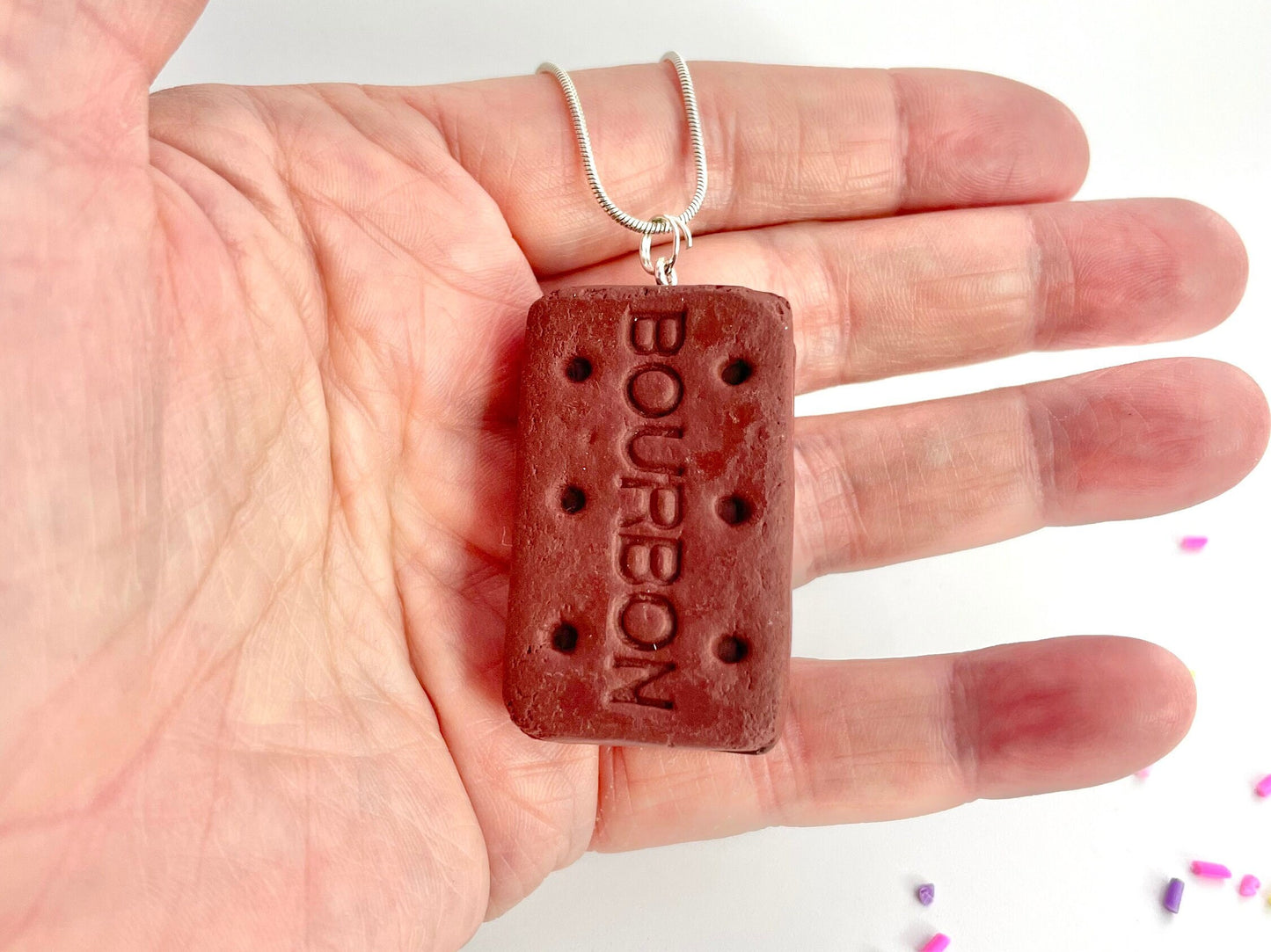 Handmade Clay Bourbon Biscuit Necklace
