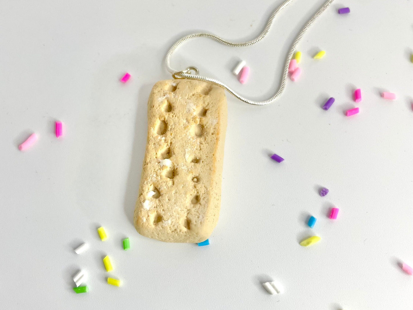 Handmade Shortbread Finger Biscuit Necklace