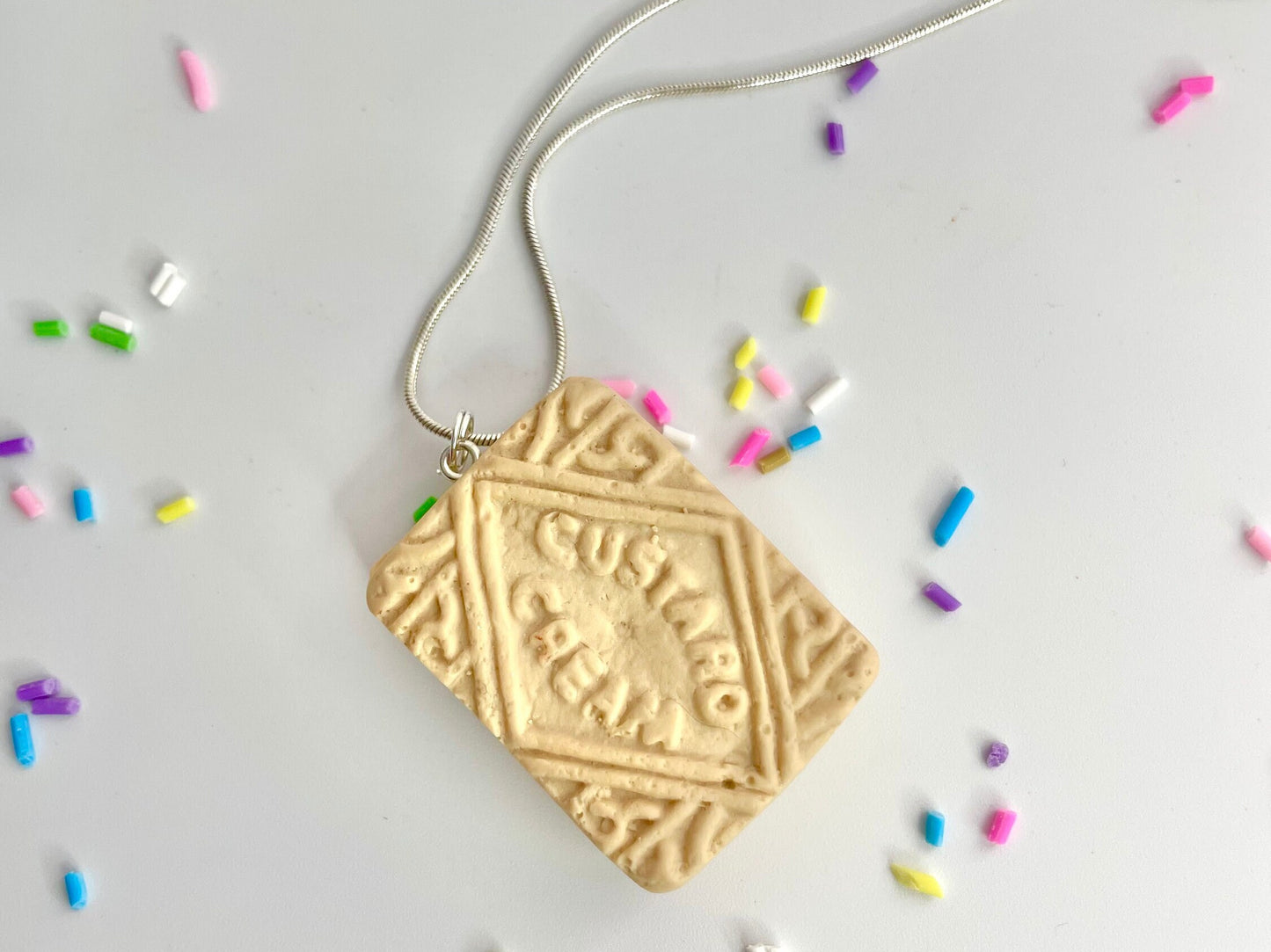 Handmade Custard Cream Biscuit Necklace