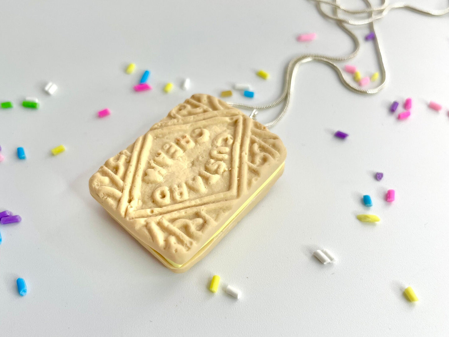 Handmade Custard Cream Biscuit Necklace