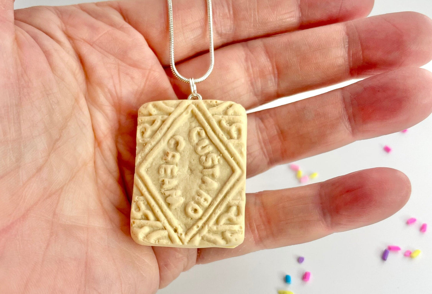 Handmade Custard Cream Biscuit Necklace