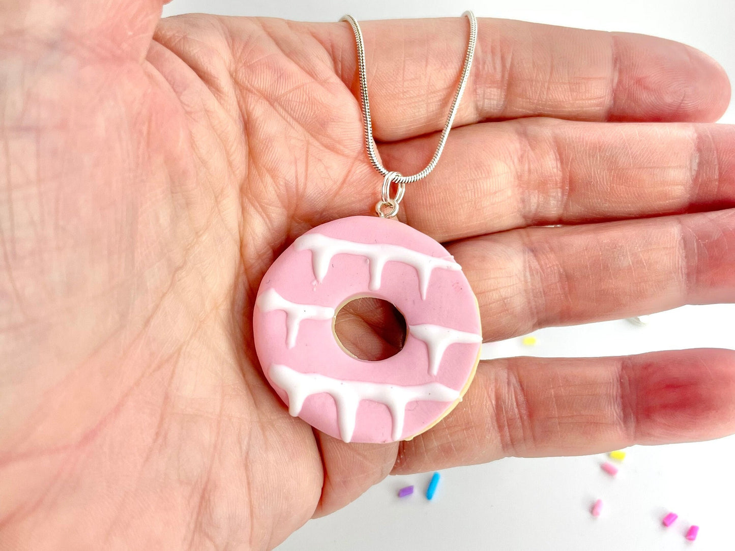 Handmade Pink Party Ring Biscuit Necklace