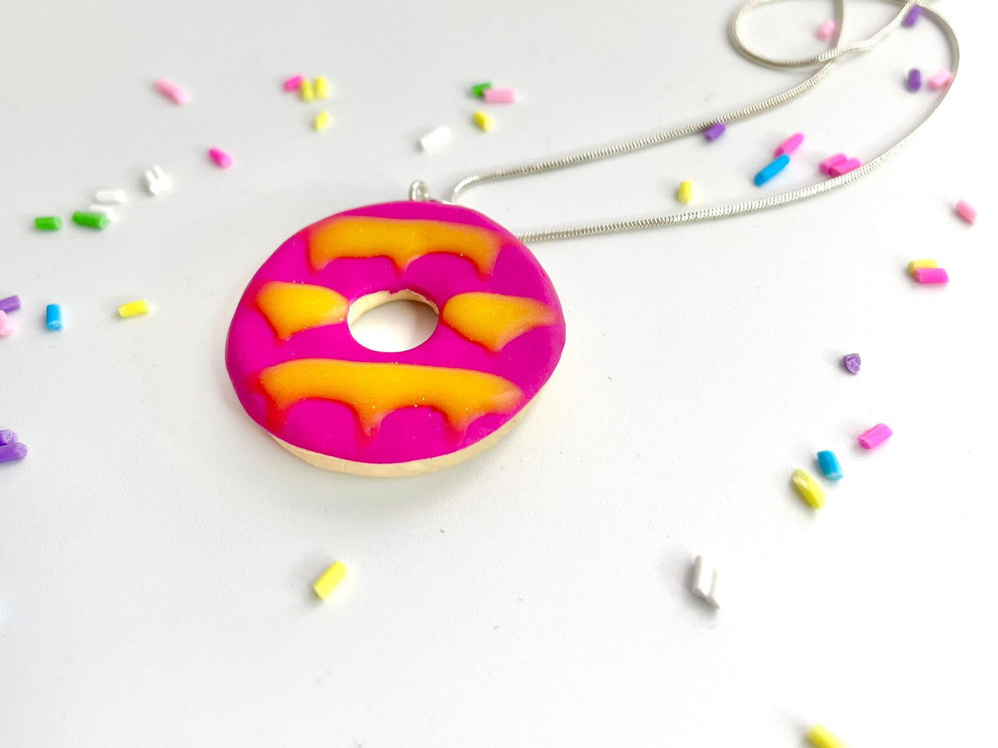 Handmade Hot Pink Party Ring Biscuit Necklace