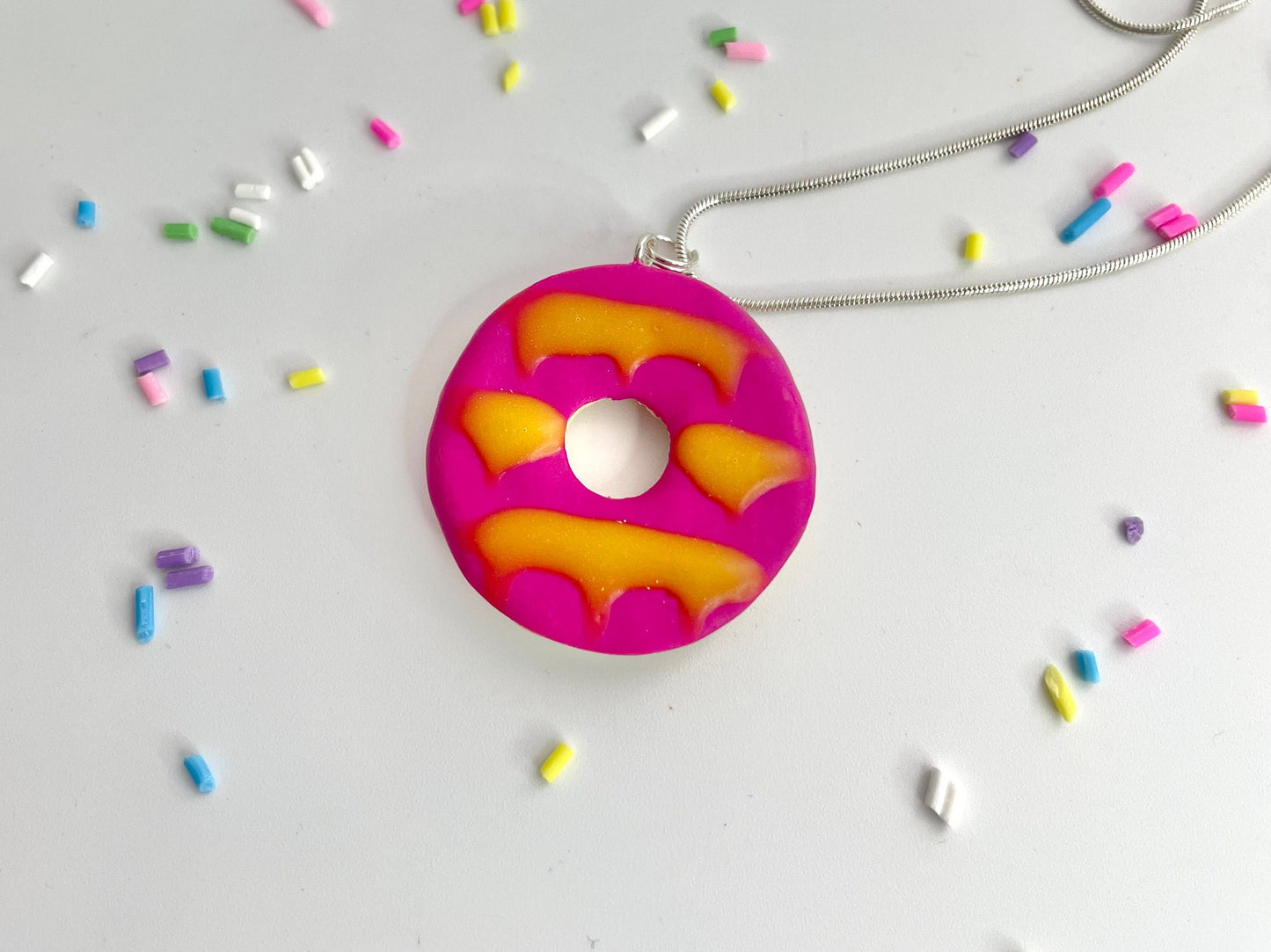 Handmade Hot Pink Party Ring Biscuit Necklace