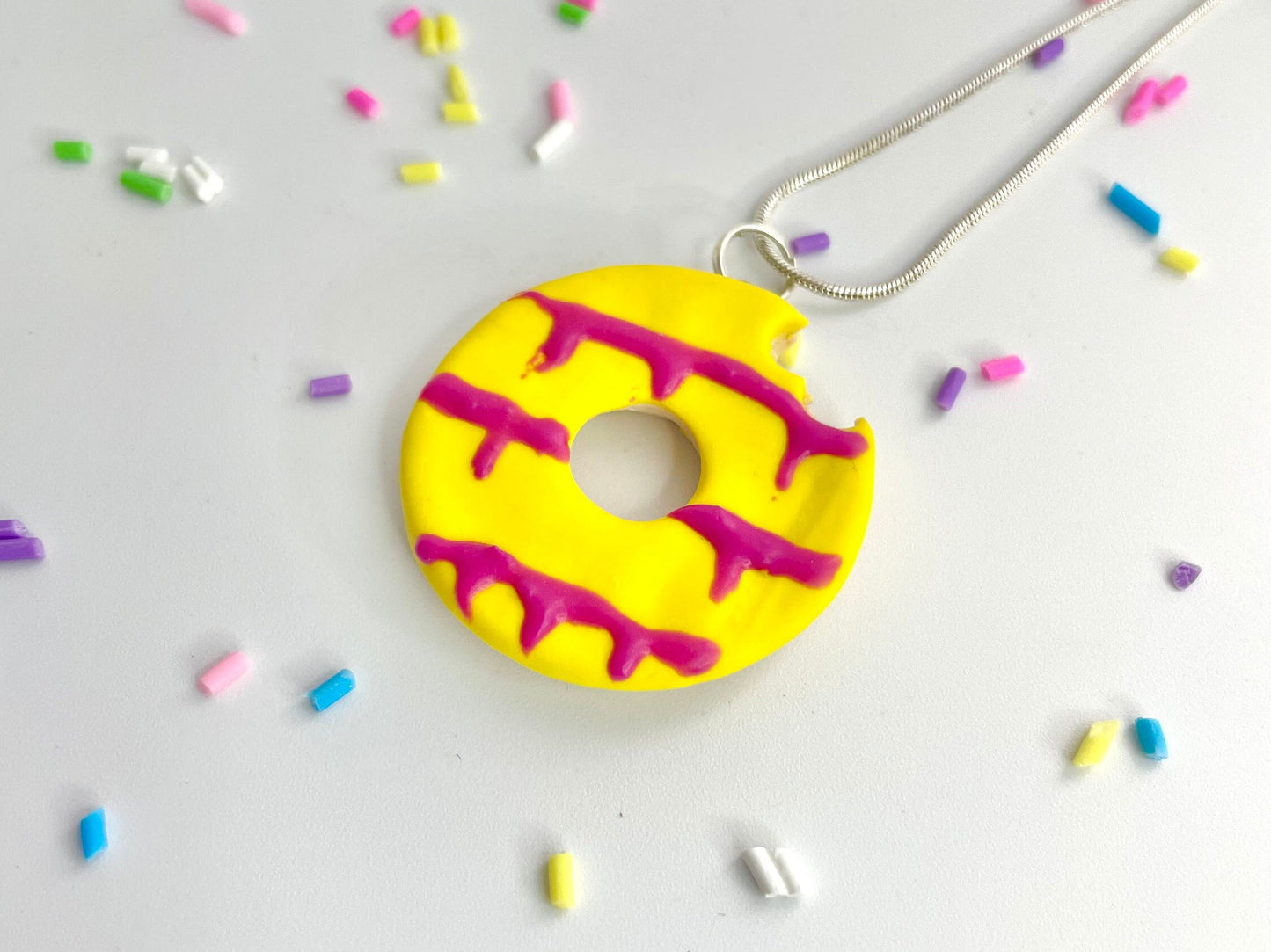 Handmade Yellow Bitten Party Ring Biscuit Necklace