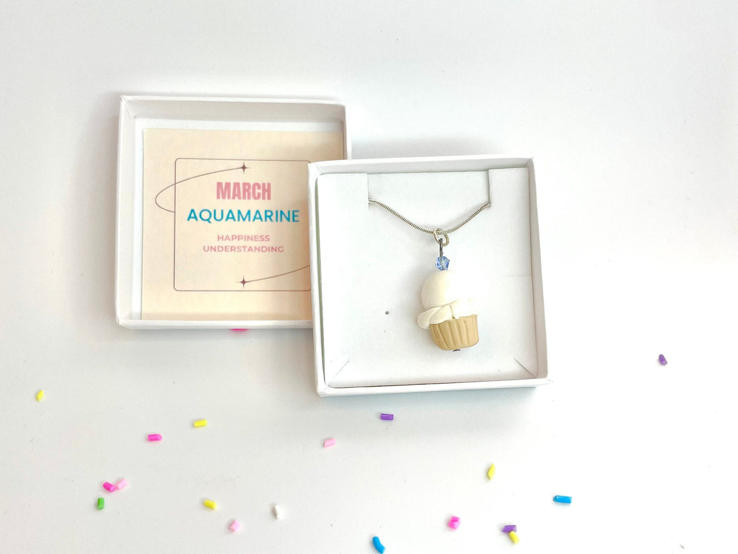 March Aquamarine Crystal Birthstone Pendant