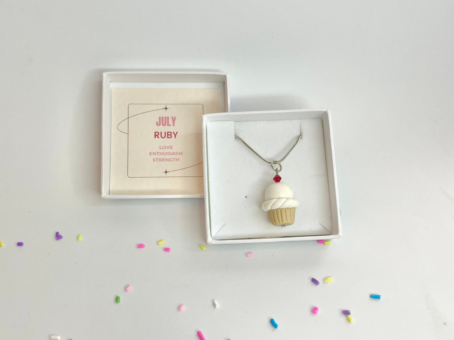 July Ruby Crystal Birthstone Necklace