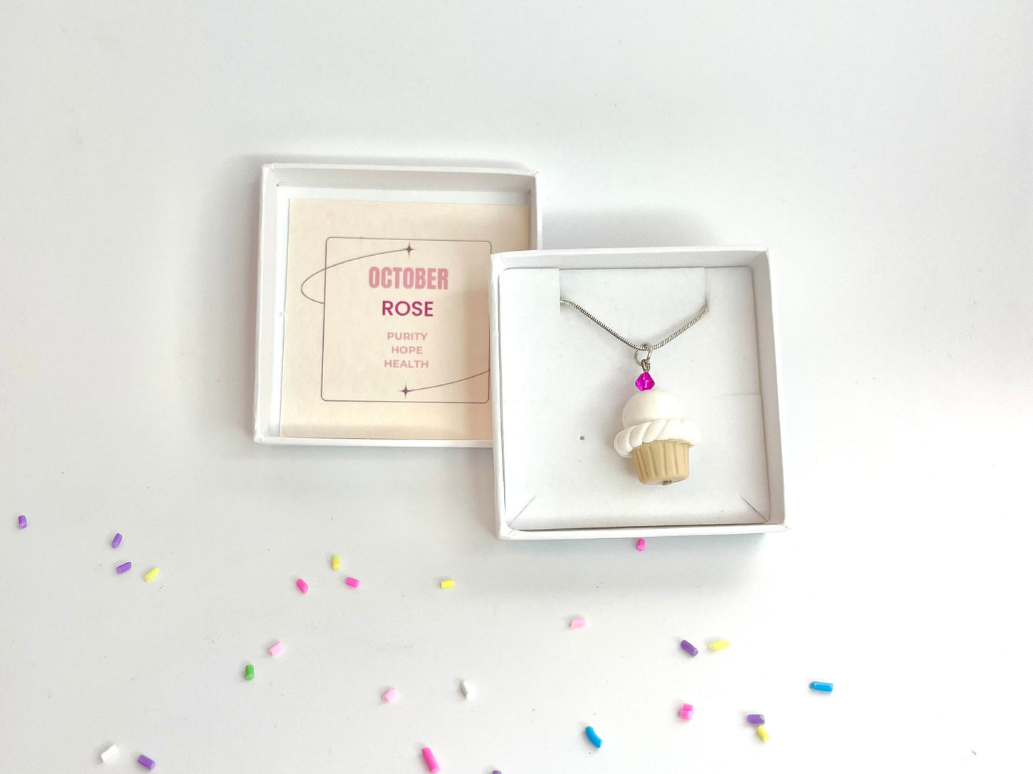 October Rose Crystal Birthstone Necklace