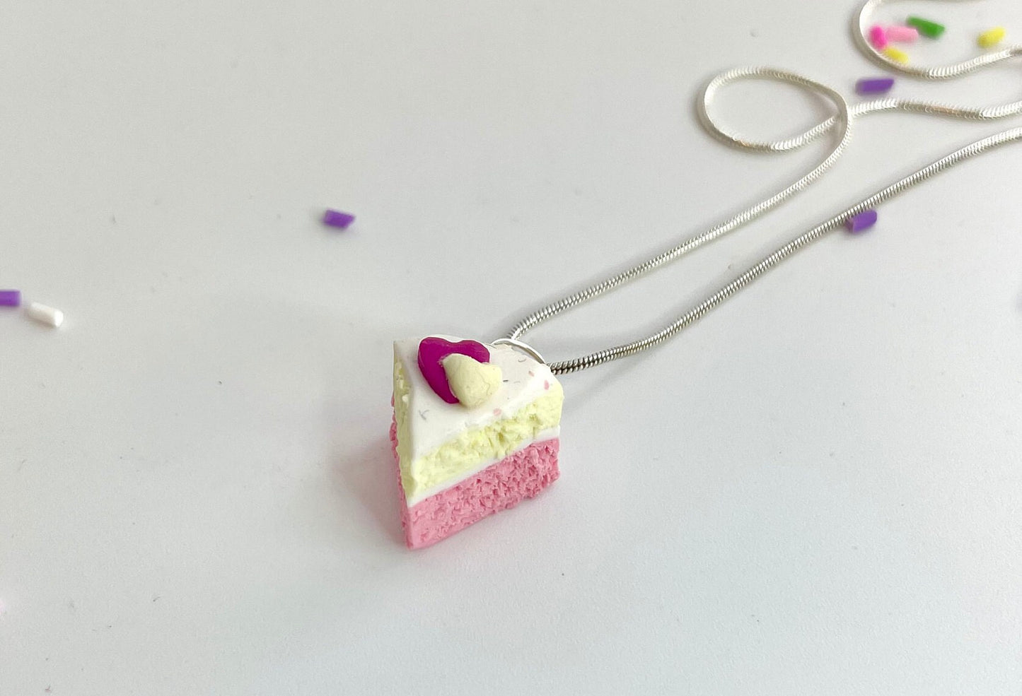 Tiny Angel Cake Slice Necklace