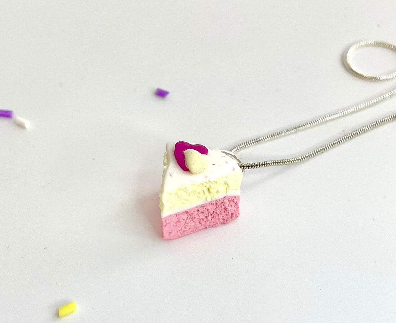 Tiny Angel Cake Slice Necklace