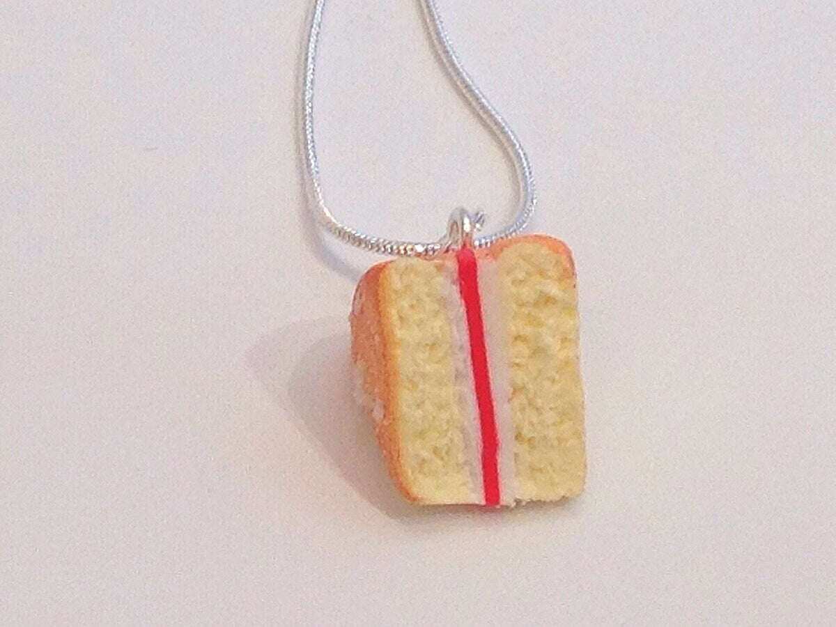 Handmade Victoria Sponge Tiny Cake Slice Necklace