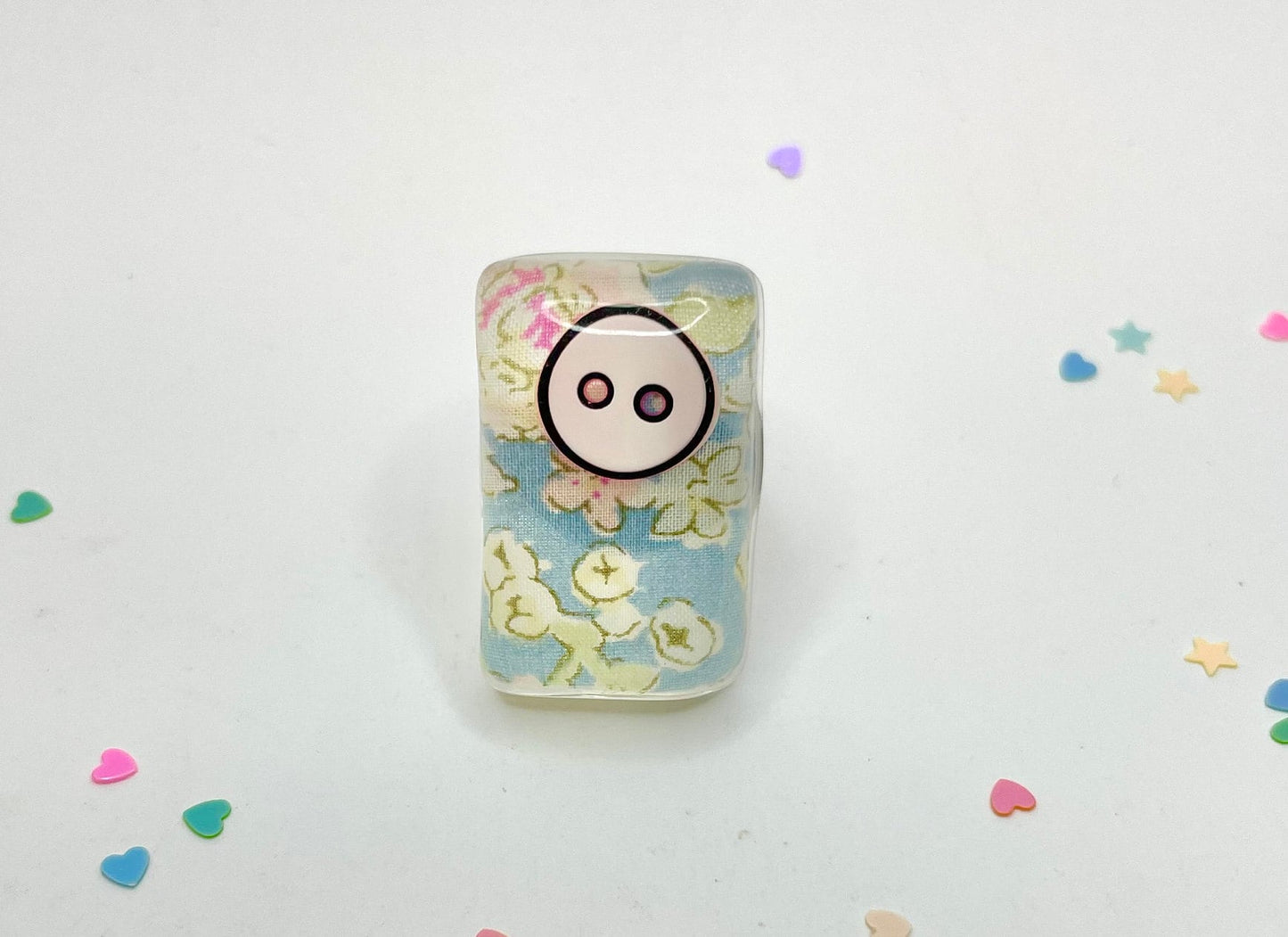 Colourful Button Floral Resin Statement Ring