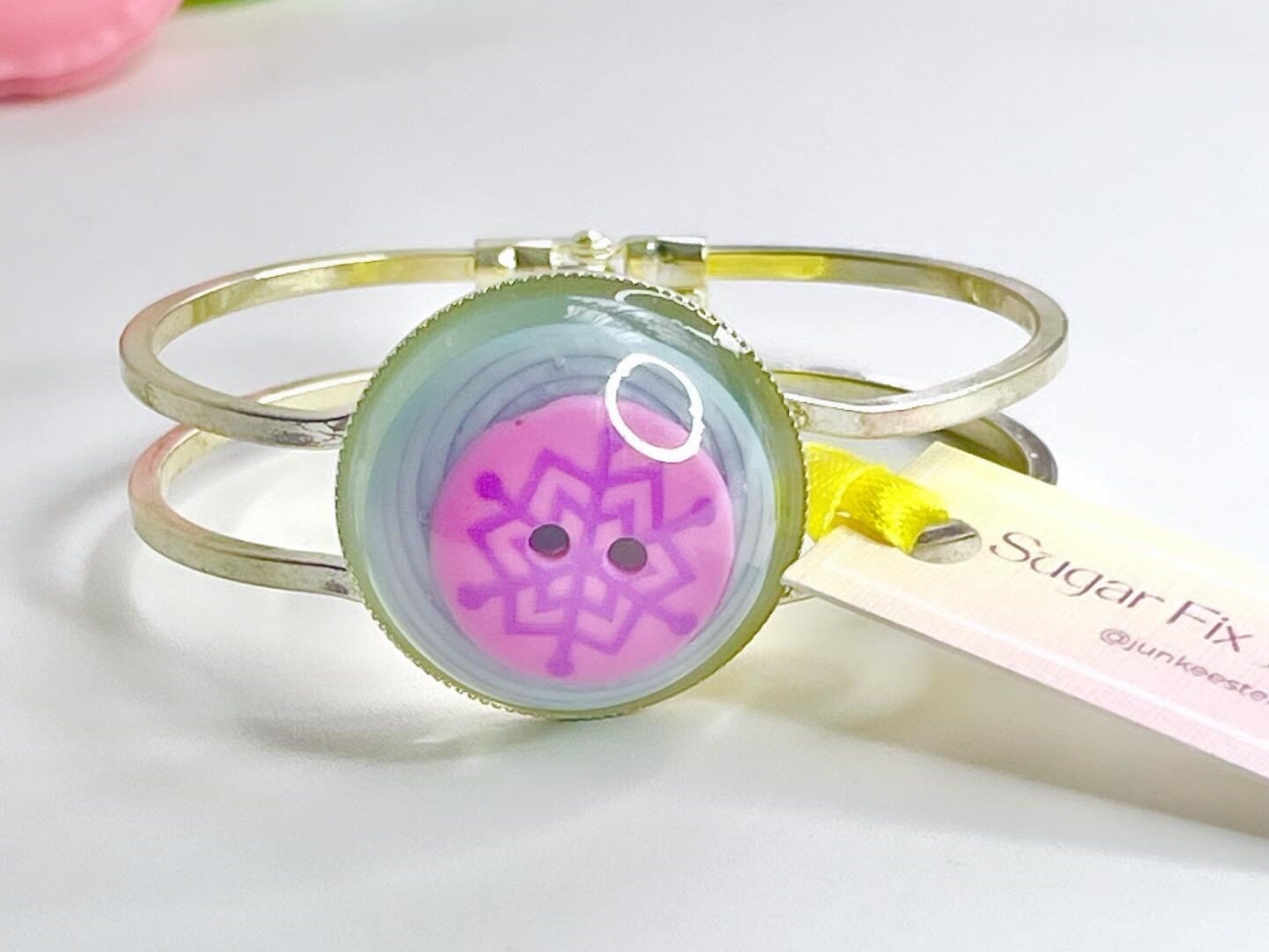 Quirky Colourful Button Bangle Bracelet