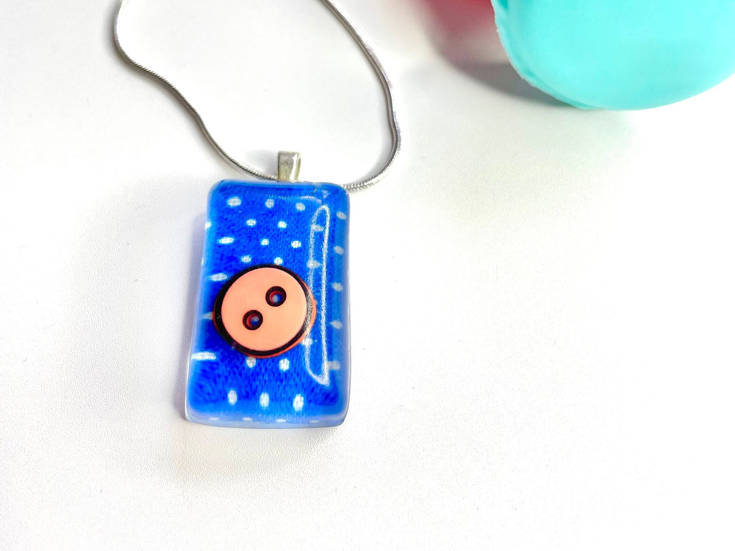 Polka Dot Button Resin Necklace
