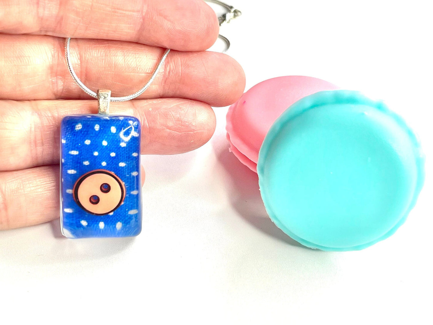 Polka Dot Button Resin Necklace