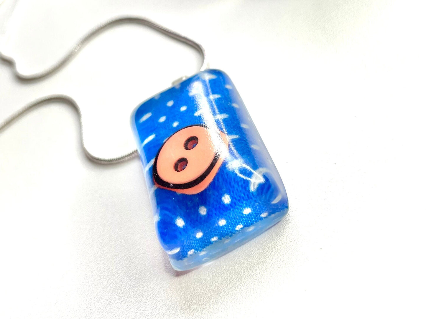 Polka Dot Button Resin Necklace