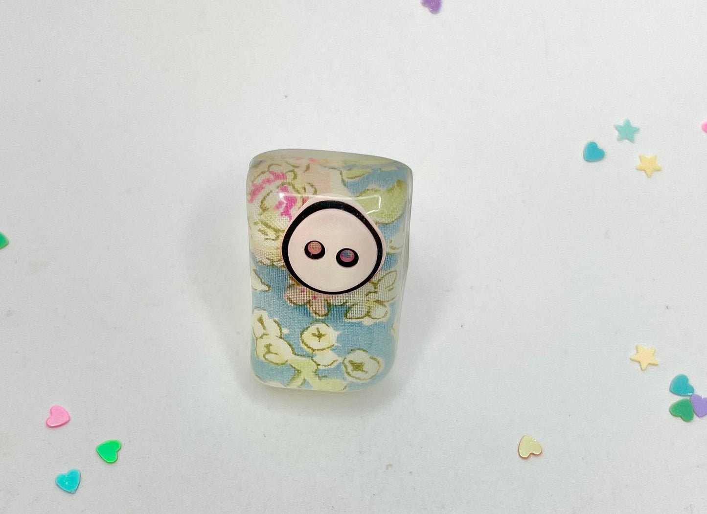 Colourful Button Floral Resin Statement Ring