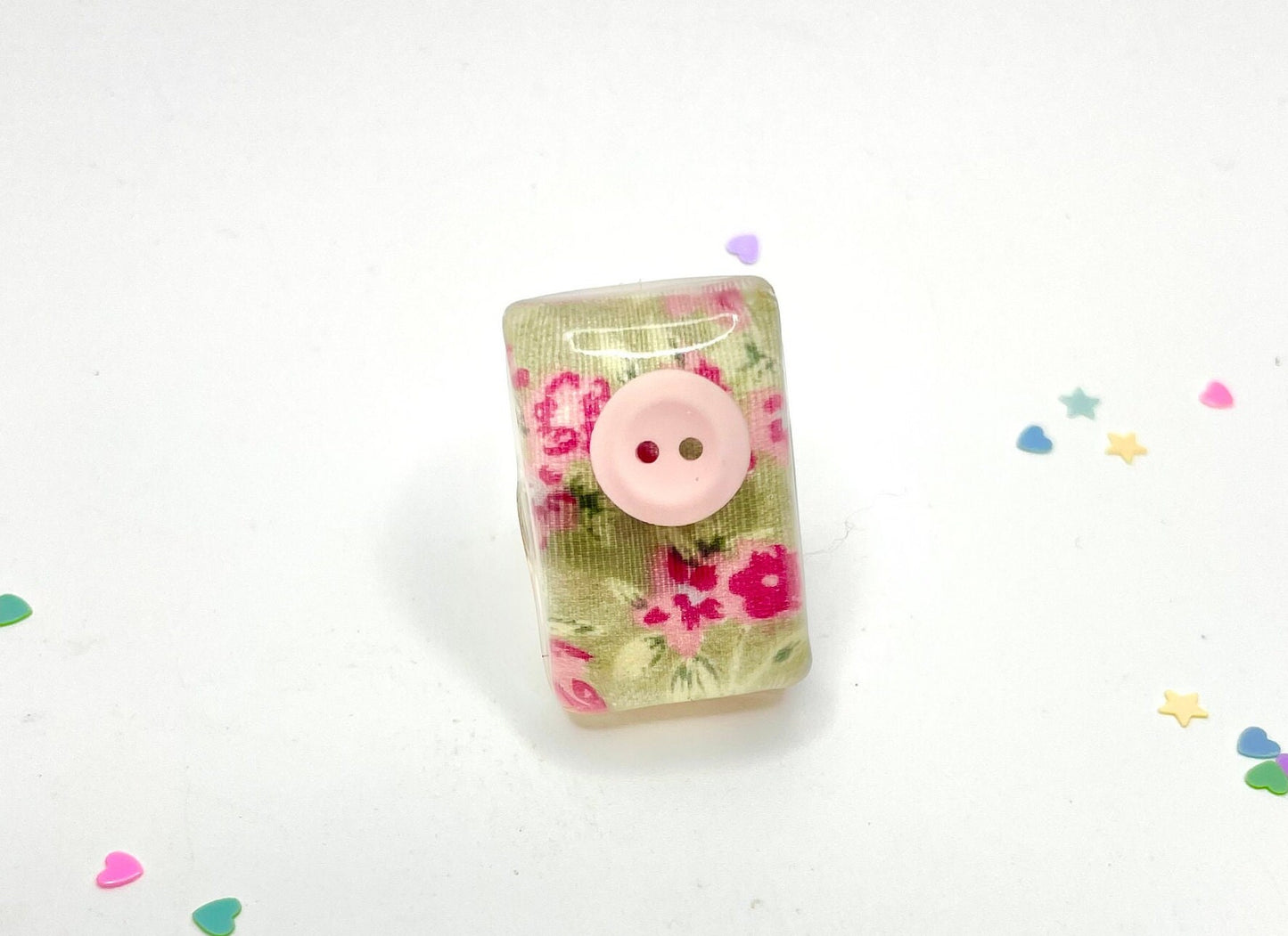 Colourful Button Floral Statement Resin Ring