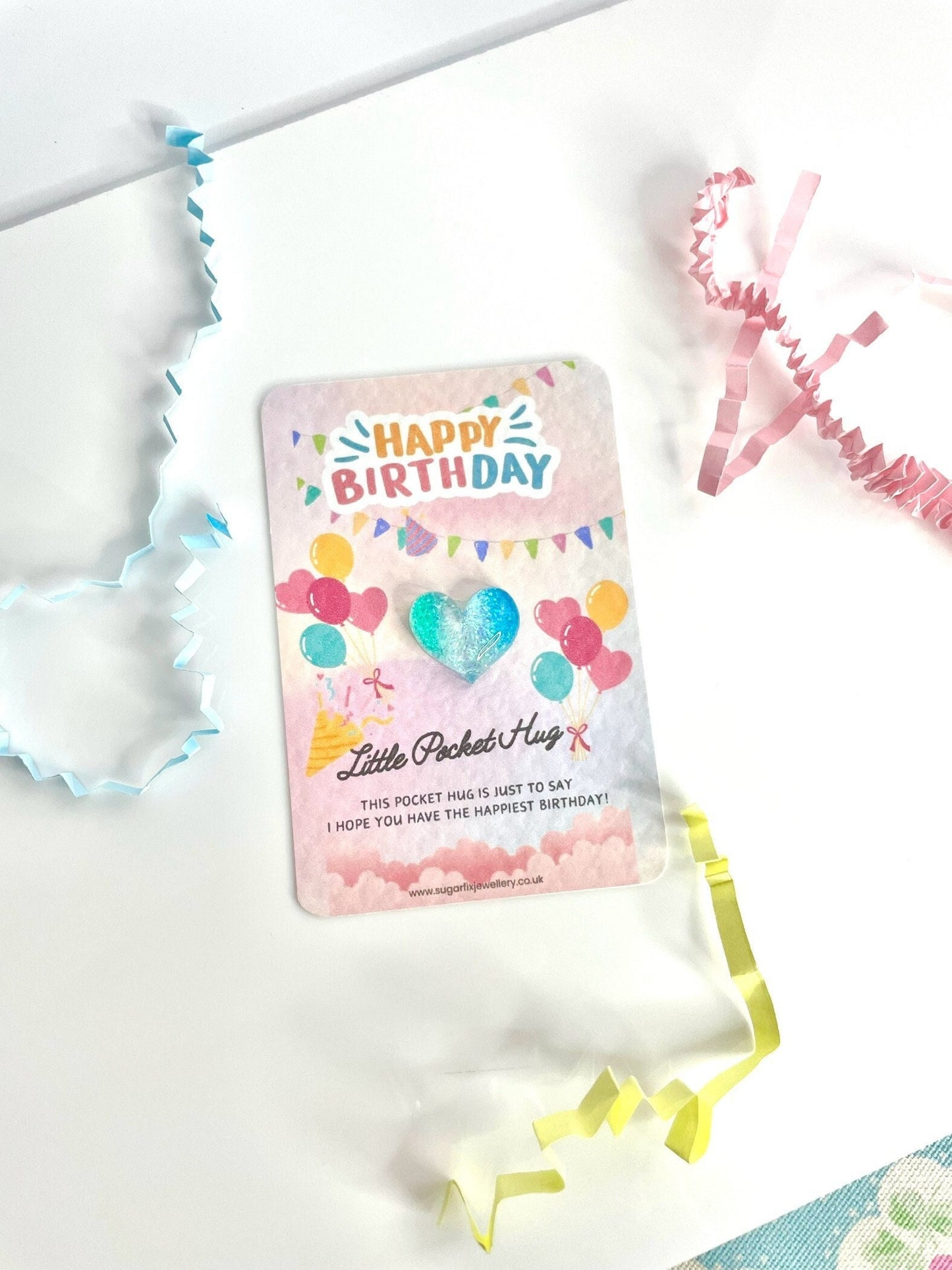 Happy Birthday Glitter Heart Pocket Hug