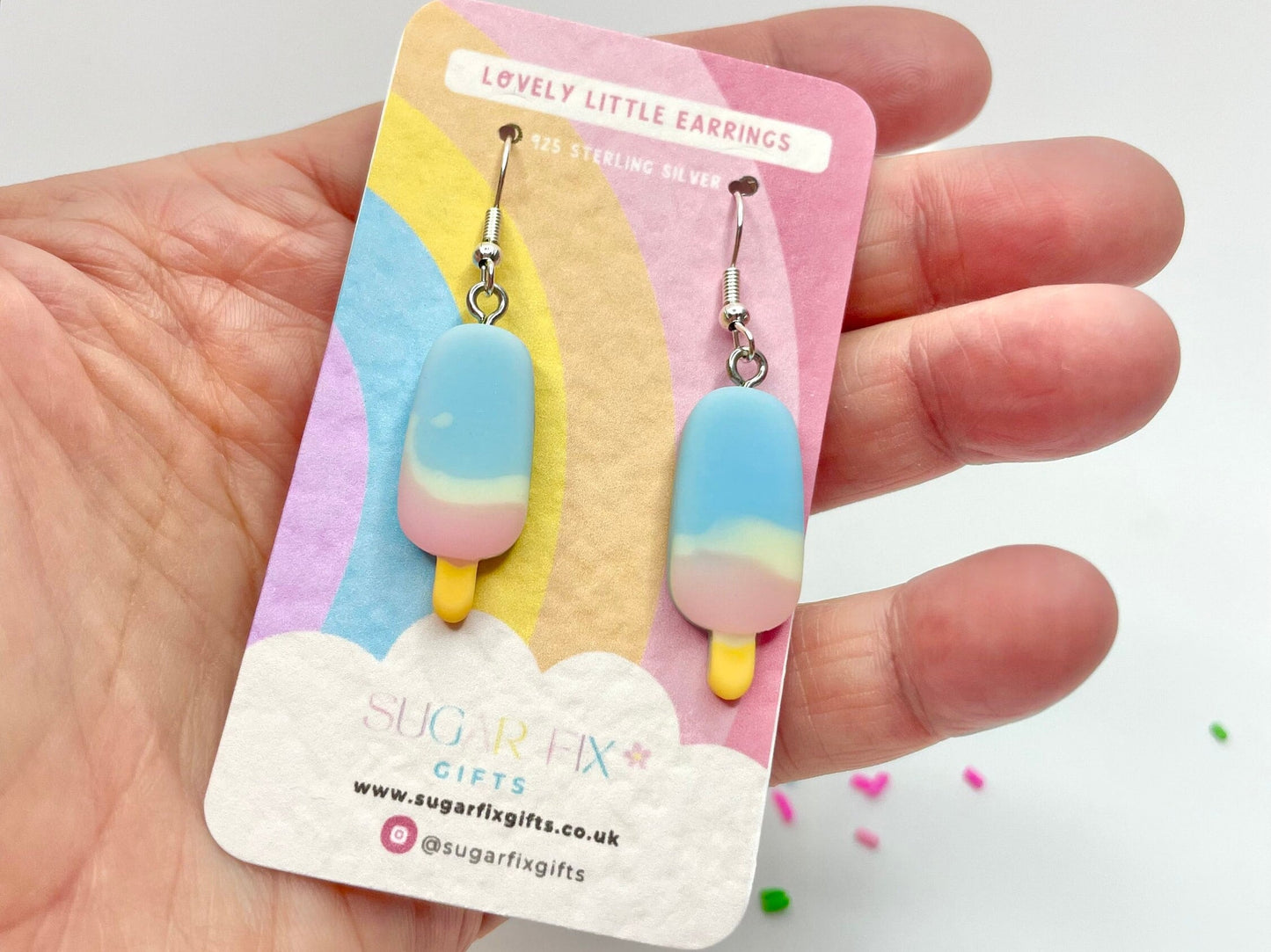 925 Blue Lollipop Dangle Silver Earrings