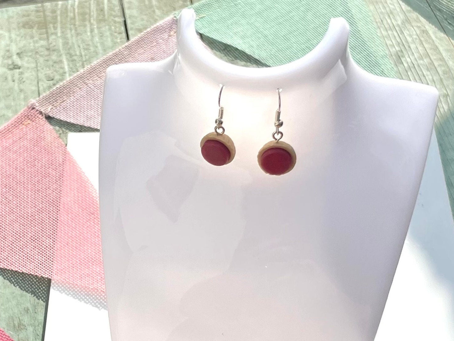 Silver Raspberry Jam Tart Dangle Earrings