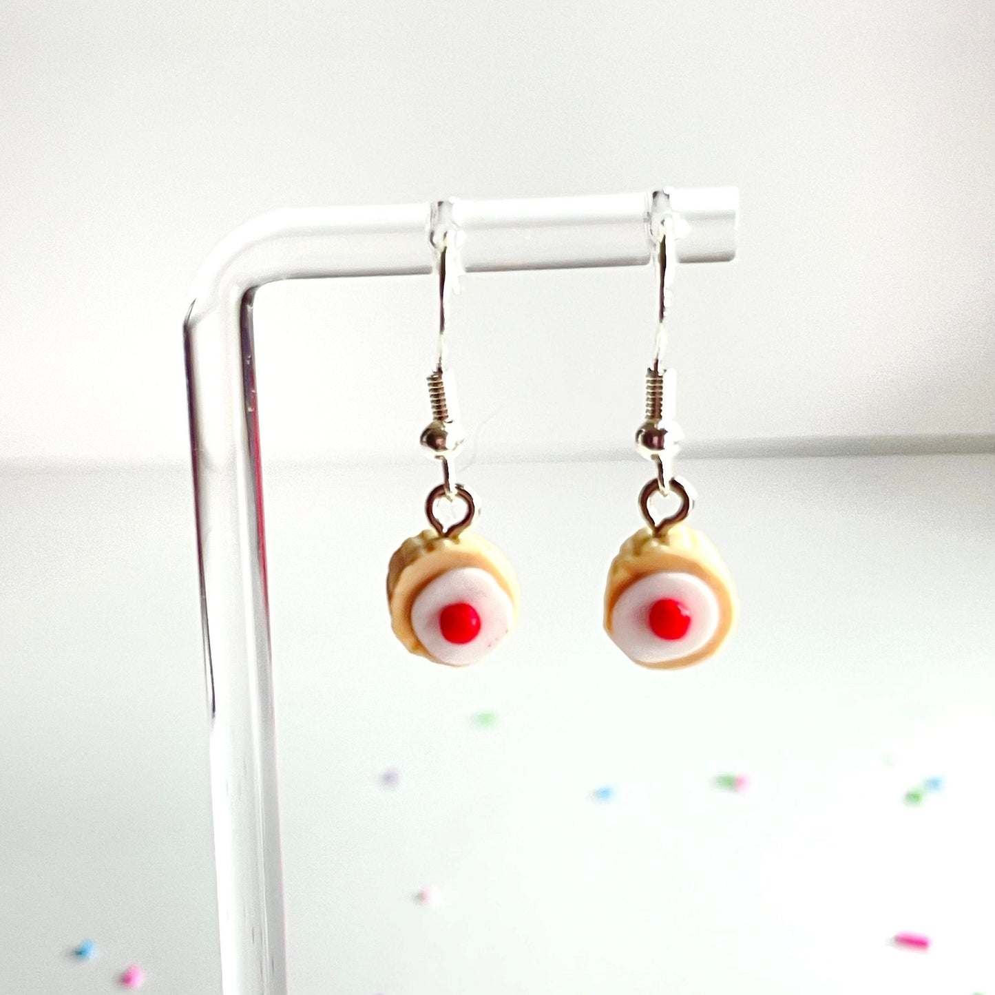 Sterling Silver Cherry Bakewell Tart Earrings
