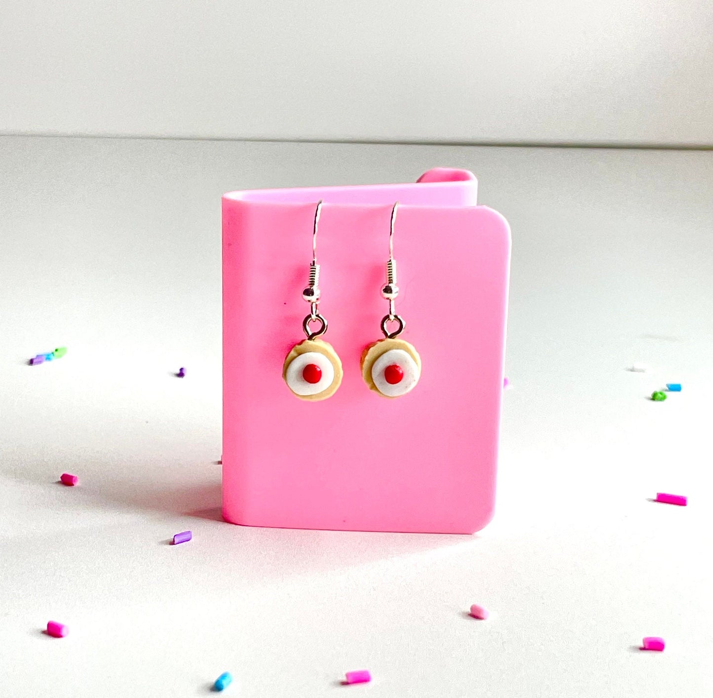 Sterling Silver Cherry Bakewell Tart Earrings