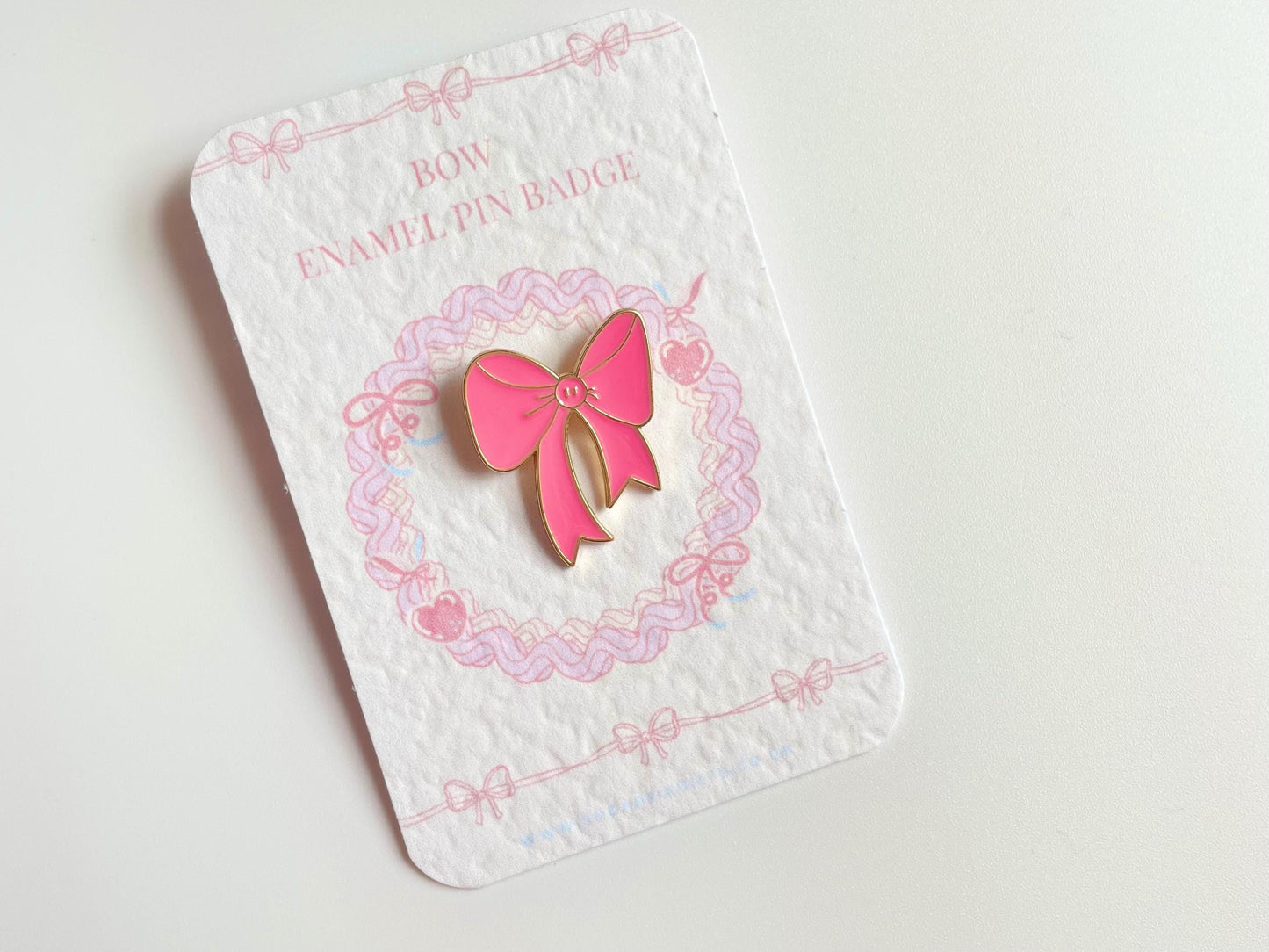 Pink Bow Enamel Pin Brooch