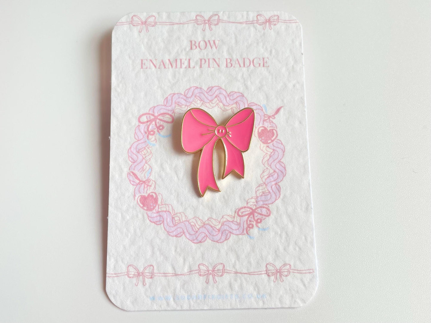 Pink Bow Enamel Pin Brooch