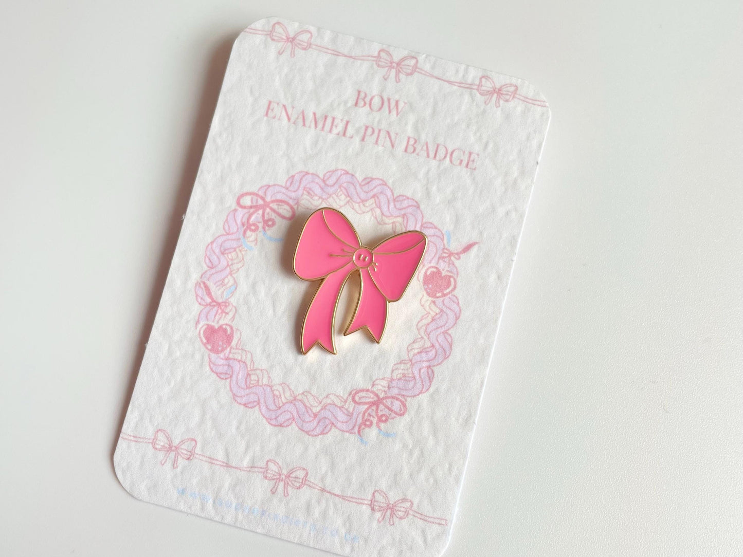 Pink Bow Enamel Pin Brooch